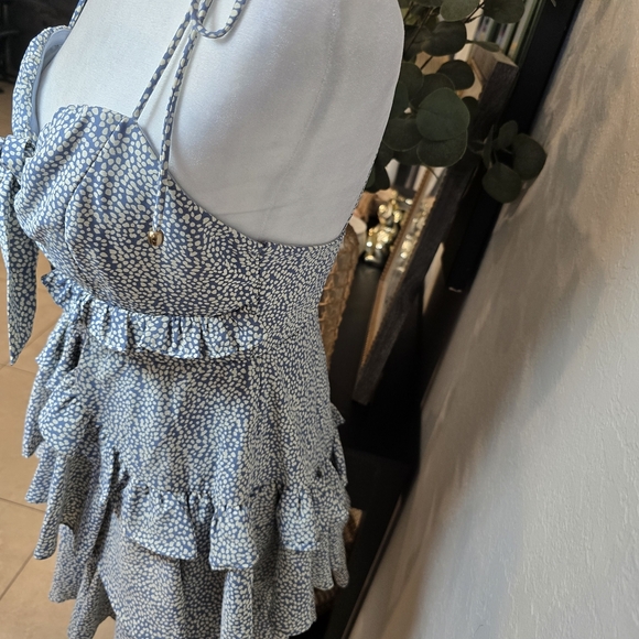 Mable Spaghetti Strap Polka Dot Mini Dress Open Front Size S - Picture 6 of 11